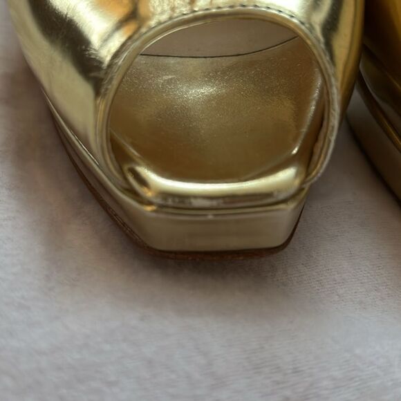 Mirror Calfskin Clue Peep Toe Platform Slingback Pumps size 37 - Picture 6 of 8